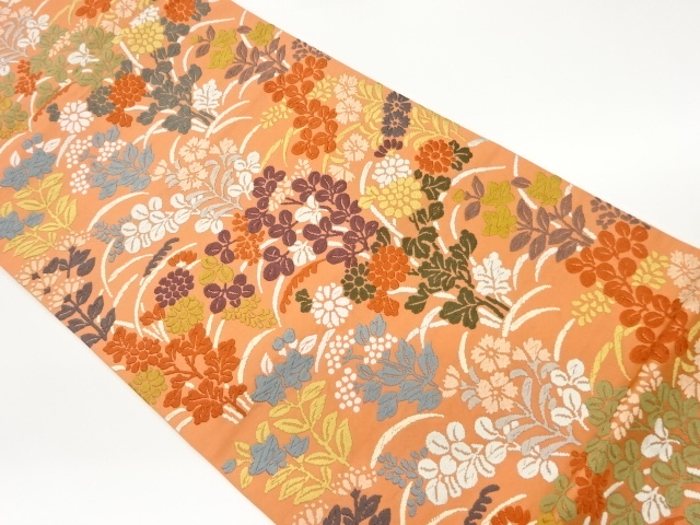 唐織秋草花文様織出し袋帯